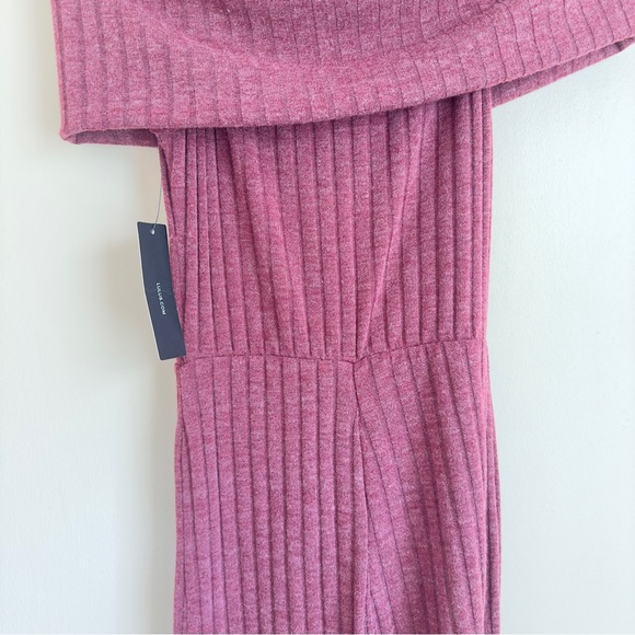 Lulus Always Styling Washed Burgundy Off-the-Shoulder Ribbed Jumpsuit - Picture 9 of 13